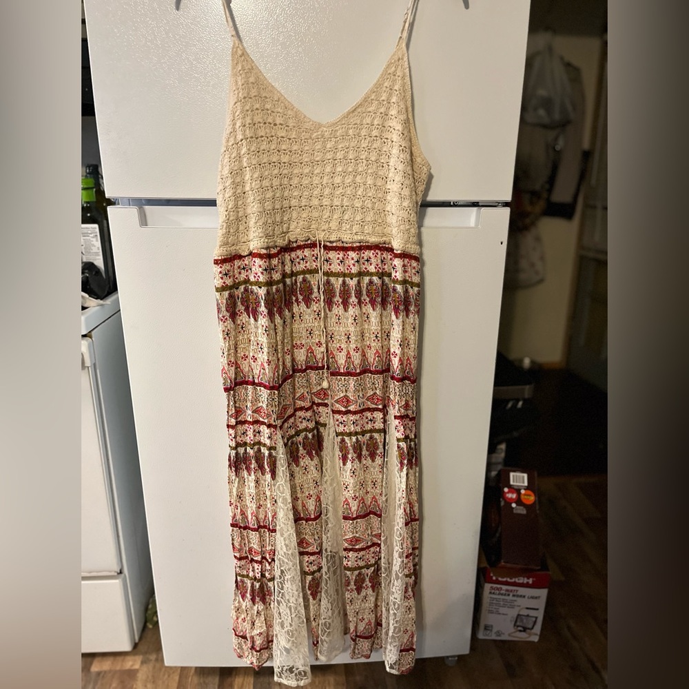 Vintage Style Sun Dress‎ With Lace No Size Tag So Added Measurements To Photos